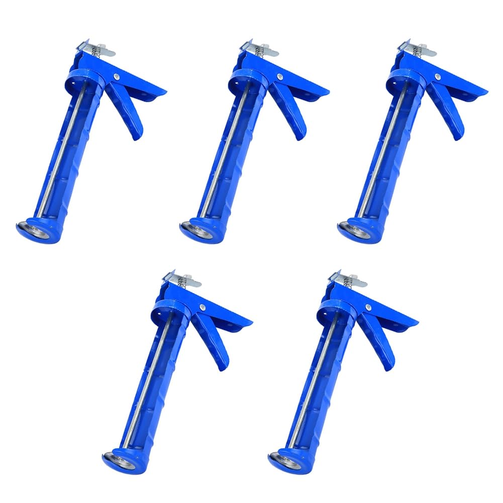 Ehwisbe Blue 5Pcs Caulking Tool, 10:1 Thrust Ratio Caulk Tool No Drip Filling Hand Caulking Tool For Glass Glue