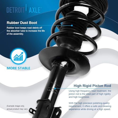 Image of Detroit Axle - Front Struts Suspension Kit for 2001-2010 Chrysler PT Cruiser, 2 Struts with Coil Spring 2 Sway Bar End Links 2 Outer Tie Rod Ends 2002 2003 2004 2005 2006 2007 2008 2009 Replacement