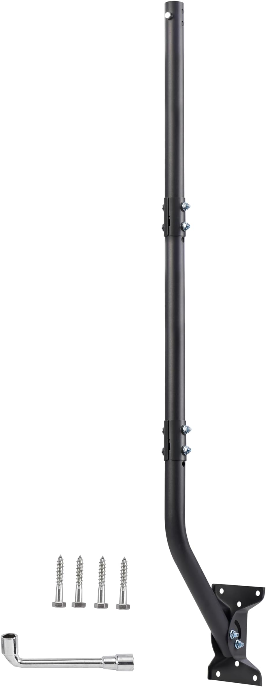 Universal Antenna Mounting Pole 1.5" Dia x 51" L, Heavy Duty J Mount for Starlink, Weather Station & All Types of Antennas, Adjustable Pivot Lock Bracket for Wall, Eave & Roof