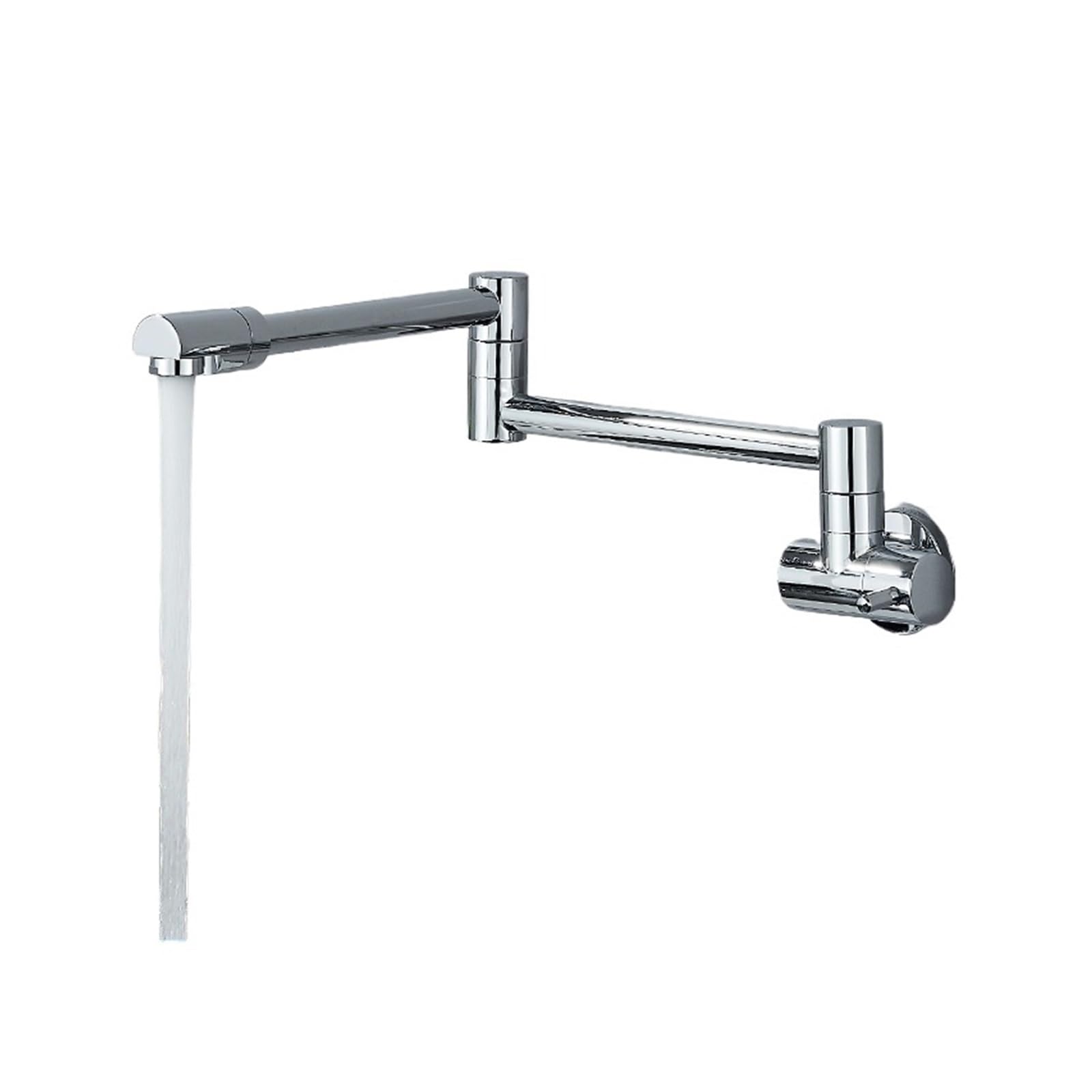 Gqnblvhzupdm B-Chrome Kitchen Faucets, Chrome Nickel Black Brass Pot Filler Tap, Wall Mounted Kitchen Faucet, Single Cold Hole Rotate Folding Spout(B-Chrome)