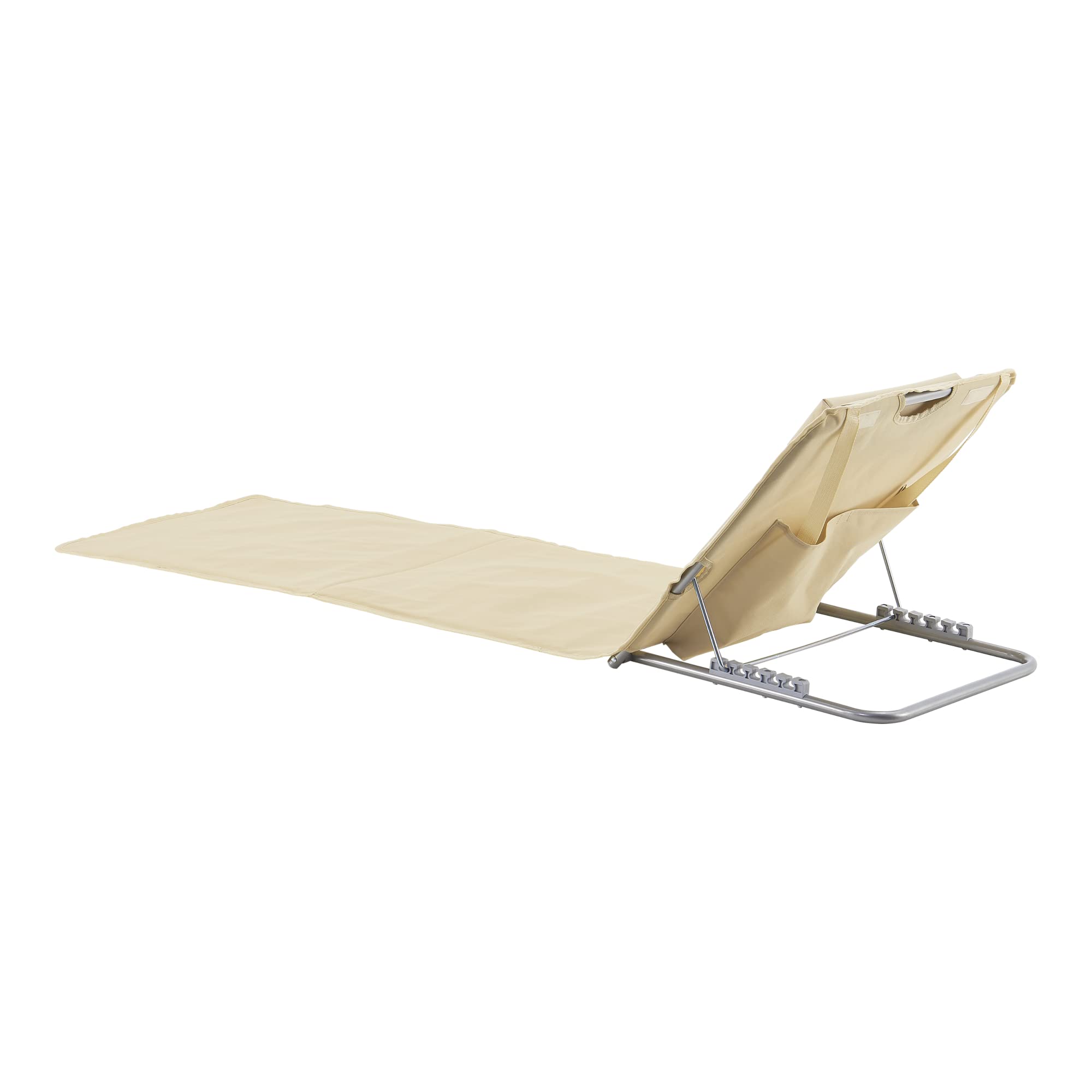 [en.casa] Set 2 Materassini Prendisole Pieghevoli Schienale Reclinabile 5 Posizioni Poggiatesta Tasca Posteriore Lettini per Spiaggia Giardino Campeggio con Borsa Trasporto - Beige