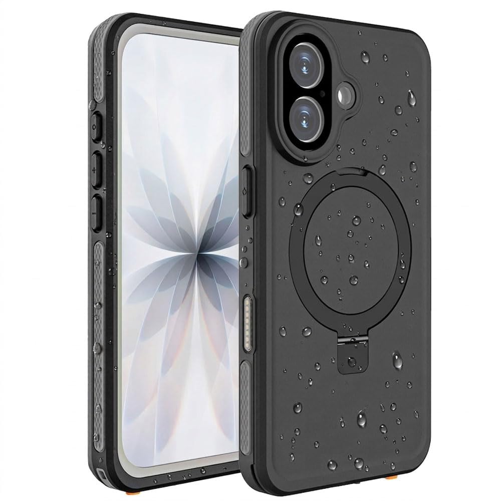 TECHGEAR MagSafe - Funda magnética impermeable con soporte para iPhone 17 (6.3 pulgadas), IP68 de 360°, cuerpo completo, resistente, a prueba de golpes, a prueba de polvo, compatible con pantalla