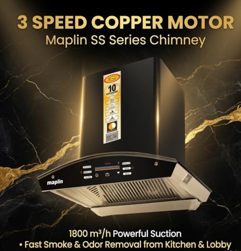 Image of VC-SS60cm Auto Clean Wall Mounted Black 1800 CMH Chimney (Wall Mounted, Black)