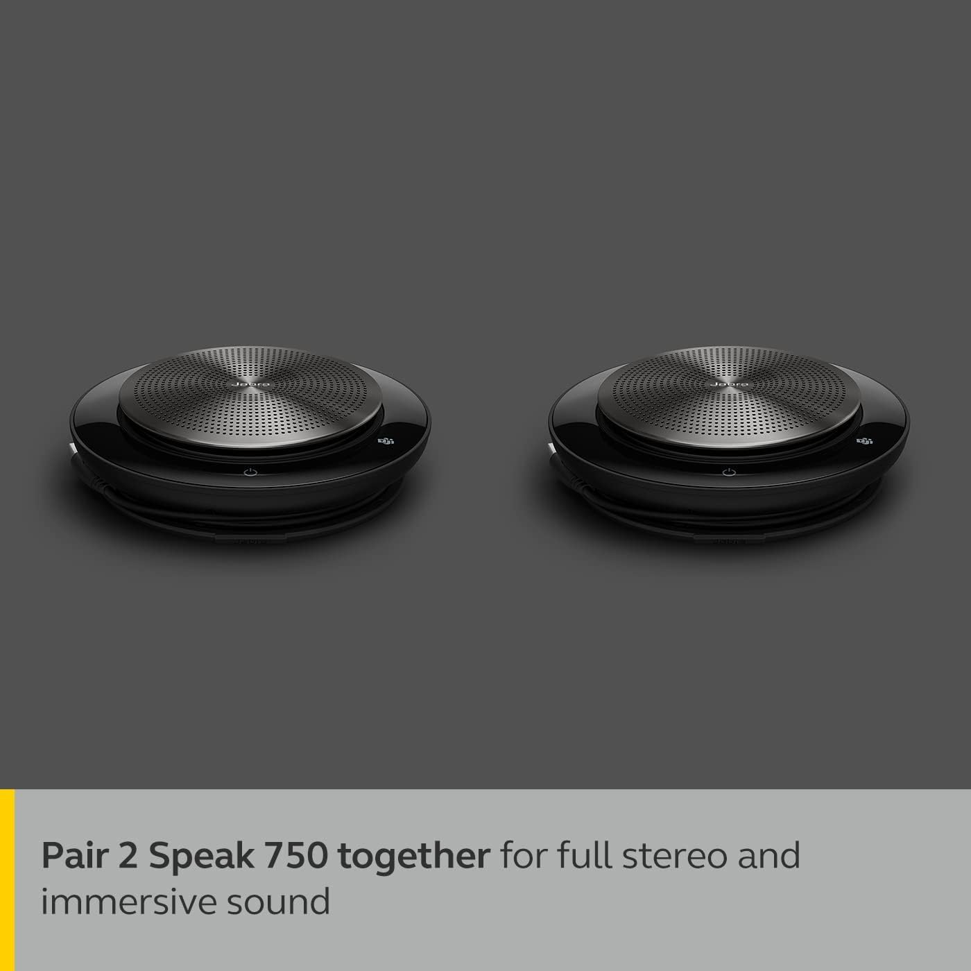 Jabra Speak 750 Haut-parleur de conférence portable certifié Communications unifiées avec adaptateur Bluetooth et USB Connexion avec ordinateurs portables, smartphones et tablettes