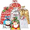 habgp 35 bolsas de regalo de Navidad, bolsas de regalo con cordón de Navidad, grandes, medianas y pequeñas, varios tamaños para envolver regalos de Navidad y suministros de fiesta