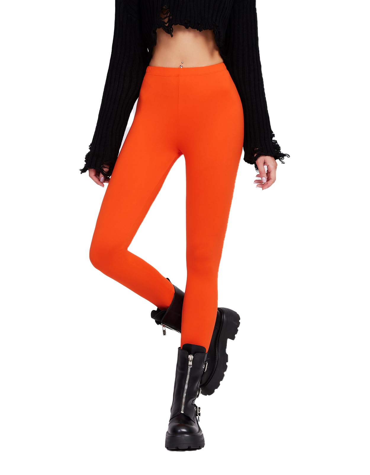 sissycos Women's 80s Leggings Neon Artistic Splash Printed Pants