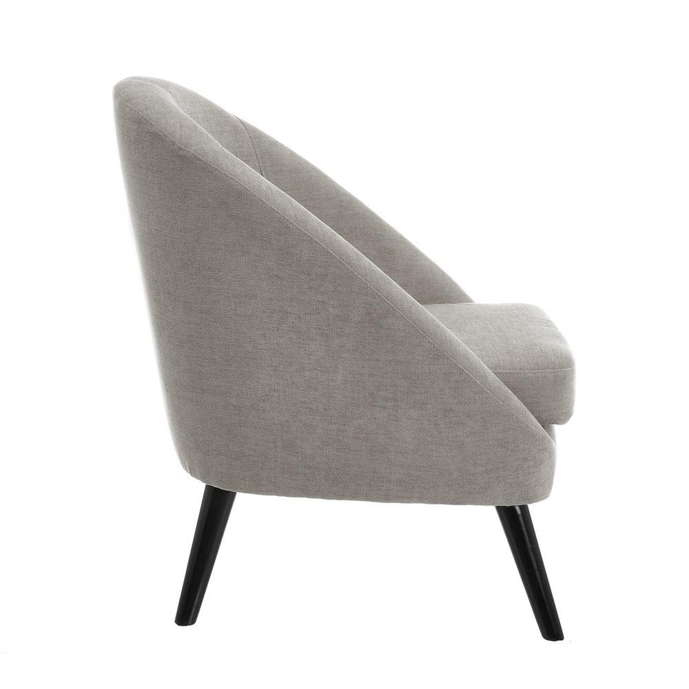 LOLAhome Butaca Gris Perla con Brazos de Chenilla y Madera de 60x67x74 cm