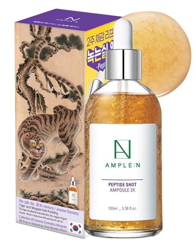 AMPLE:N Peptide Shot 2X Ampoule – Intensive Age Defying Concentrate Face Serum with Peptide Threads – Erasing Wrinkles and Improve Firmness – Lifting Sagging Skin – Hojakdo Tiger Edition, 3.38 fl.oz.