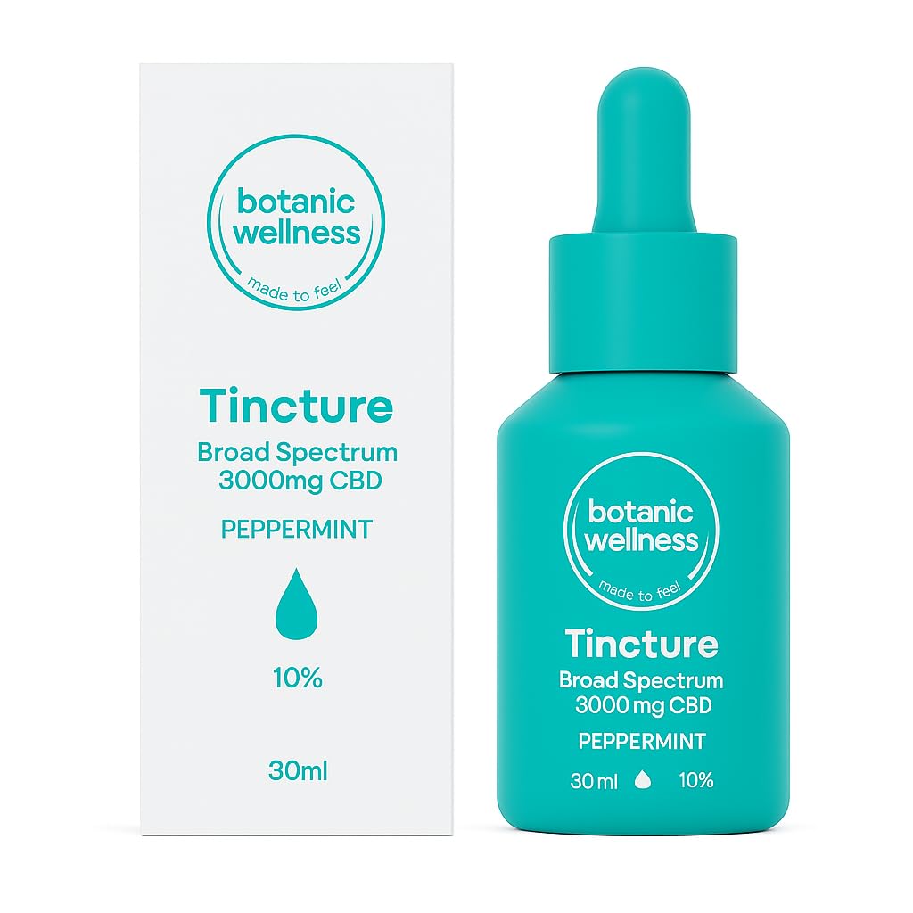 Botanic Wellness 3000mg CBD Oil Tincture, High Strength Vegan Broad-Spectrum with MCT Oil & Peppermint Flavour, UK Lab Tested, Daily Calm & Balance – 30ml