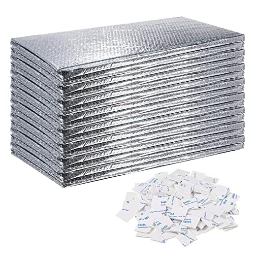 Garage Door Insulation Set Double Bubble Insulation Panels Reflective Aluminum Radiant Barrier Thermal Insulation Shield with Adhesive Tape for Garage Greenhouse Attics Walls (16 Pcs, 24 x 48 Inch)