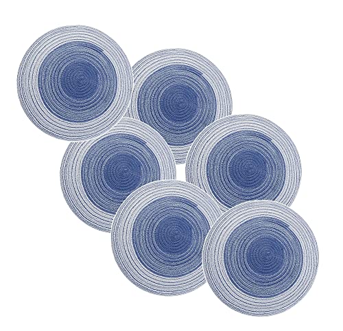 Image of Jute Placemats Set of 6 Heat Resistant Round Place Mats Natural Jute Woven Braided Table Mats Thick Farmhouse Placemats Trivet Round Braided Placemats for Dining Table(Dark Blue, Set of 6)