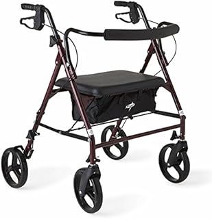 Medline Heavy Duty Bariatric Rollator Walker with 8" Wheels, 500 lb. Capacity