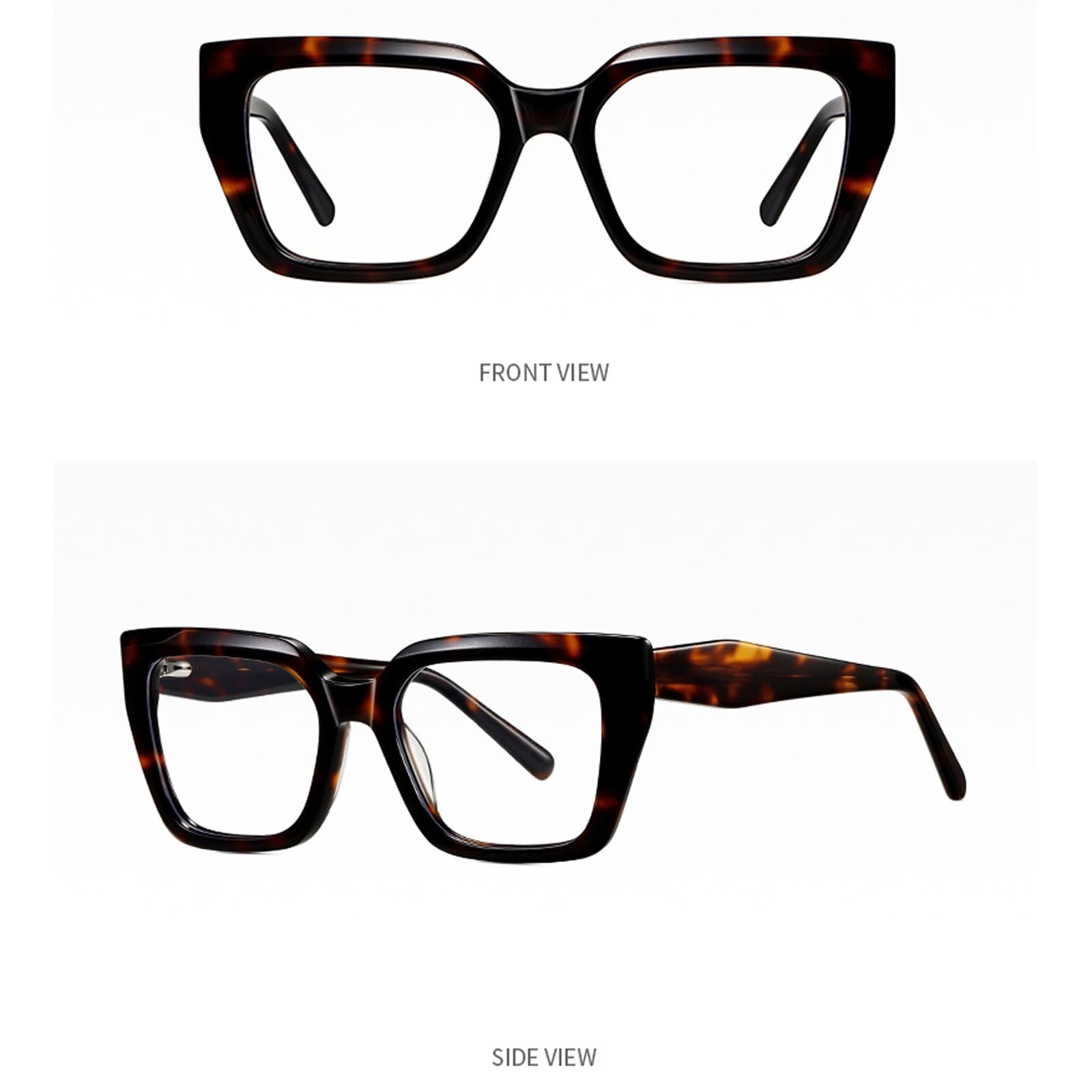 Montature for occhiali Occhiali da vista da 142 mm Occhiali da lettura | Occhiali Luce Blu Naselli Quadrati Integrati in Acetato Aste Ultraleggere(C2 Leopard)