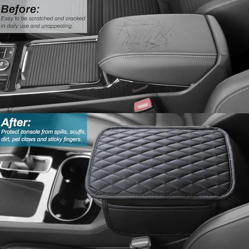 Sugcars Microfiber Leather Car Armrest Cover with Memory Foam & Side Pockets | Universal Fit for Long-Drive Comfort (SUV/Truck/Car) - 2 Storage Bags & Non-Slip Design 6 51KkLlhY2VL