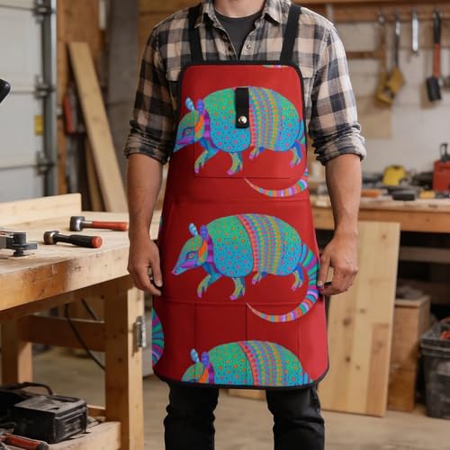 Delantal de trabajo con diseño de animales coloridos para hombres y mujeres miniatura 5