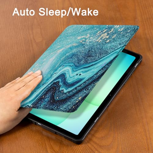 Image of CoBak Case for Samsung Galaxy Tab A11+ Plus 11 inch 2025, Multi-Viewing Angles, All New PU Leather Folio Stand Cover with Auto Sleep Wake Feature for Samsung Galaxy Tab A11+ Tablet 11-inch, Green Marble