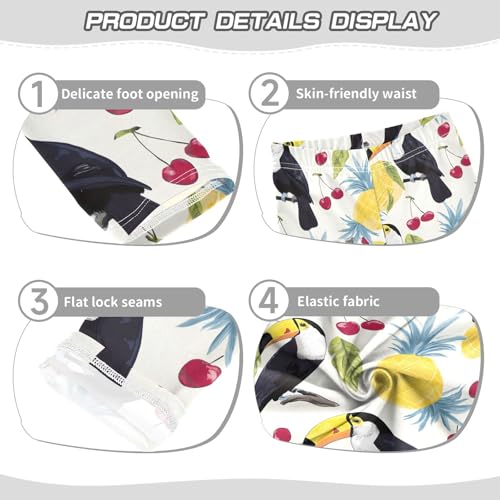 ALAZA Girls' Leggings Children's Yoga Pants Skinny Printed Dance Toucan Cherry Pineapple Comfortable 4T2