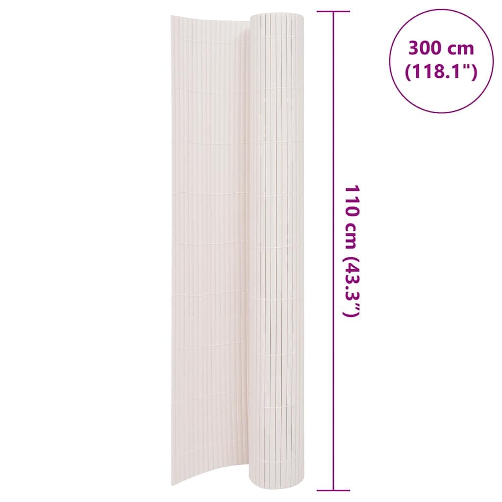 ACAGALA PVC Sichtschutzmatte 110x300cm Weiß – Balkonsichtschutz Blickdicht in Bambus-Optik | Sichtschutzzaun Windschutz für Balkon, Garten & Terrasse | Doppelseitige Balkonverkleidung wetterfest
