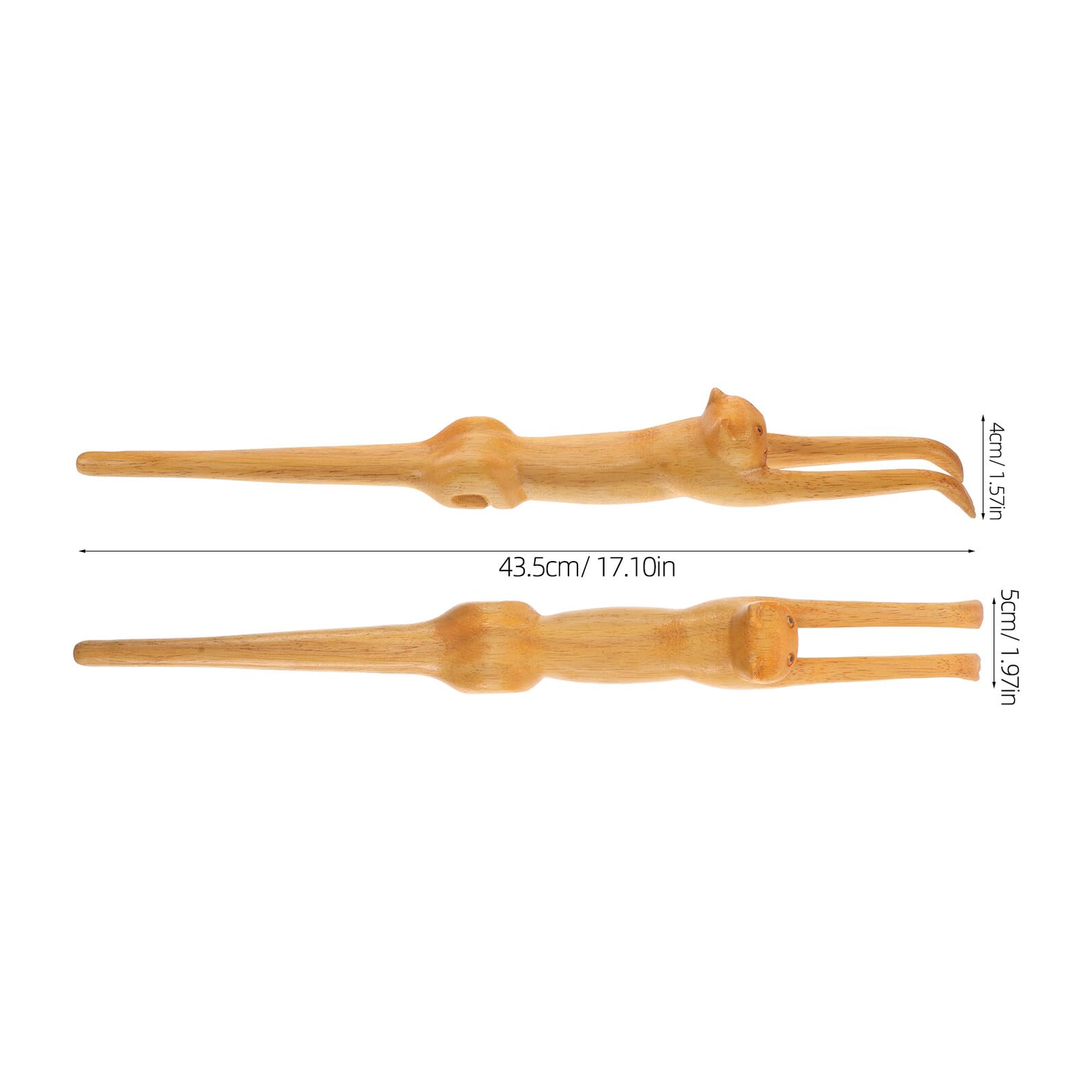 Natürlicher Holz Rückenkratzer mit Langem Griff Katzenmotiv Vielseitiges Massagegerät für Rücken Beine und Füße Kratzhilfe für Männer und Senioren Ergonomisch für Schwer