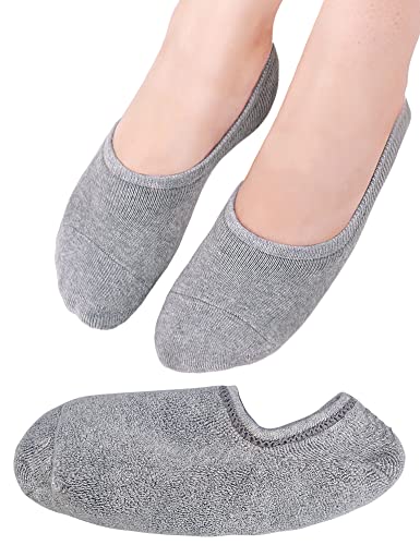 Image of VERO MONTE 4 Pairs Grey Sports No Show Socks Womens Non Slip Low Cut Liners, 5-7