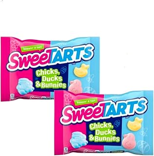 Easter Sweetarts Chicks, Ducks and Bunnies, Hard Fruit Flavored Animal Shaped Candies, Gift Basket Stuffers or Egg Fillers,12 Ounces (Pack of 2)