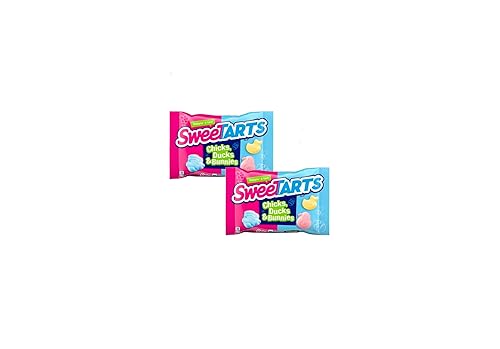 Needzo Dulces de Pascua Sweetarts - Pollitos, patos y conejitos, dulces con forma de animal con sabor a fruta dura, rellenos de cesta de regalo o