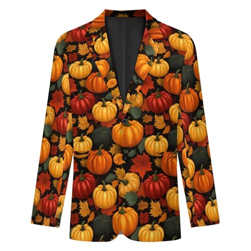 Pumpkin Autumn Leaf Mens Suit Jacket Lapel Blazers 2 Button Business Coat Tuxedo for Wedding Dinner4