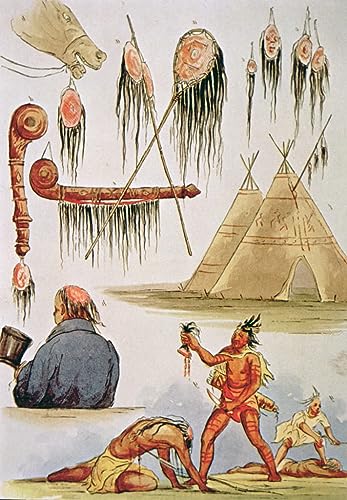 Decoracion de cueros cabelludos por George Catlin lienzo para pared vacia