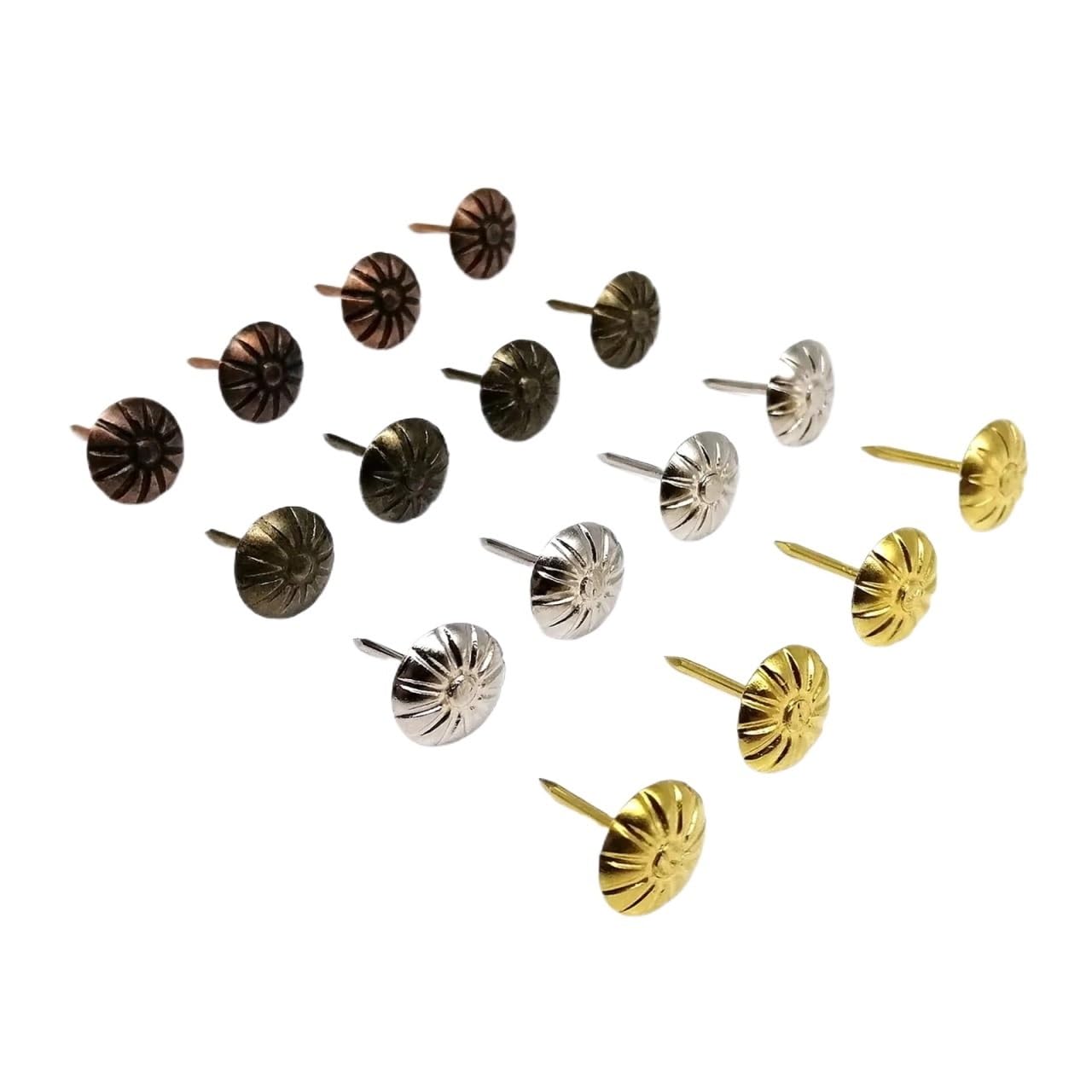Qvorlth Antique Brass Upholstery Tacks Flower Shaped Upholstery Nails 500Pcs 11Mm Decorative Tack Pushpin For Sofa Box