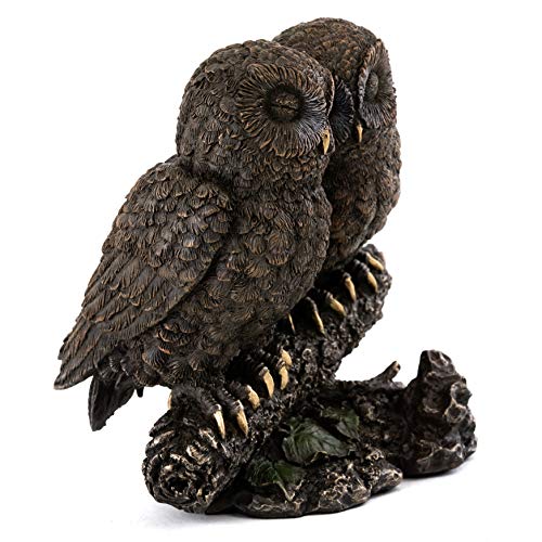 Top Collection Owl Lovers Statue On Tree Branch - Sleeping Great Horned Owl Sculpture In Premium Cold Cast Bronze- 5-Inch Collectible Animal Figurine #TOP3