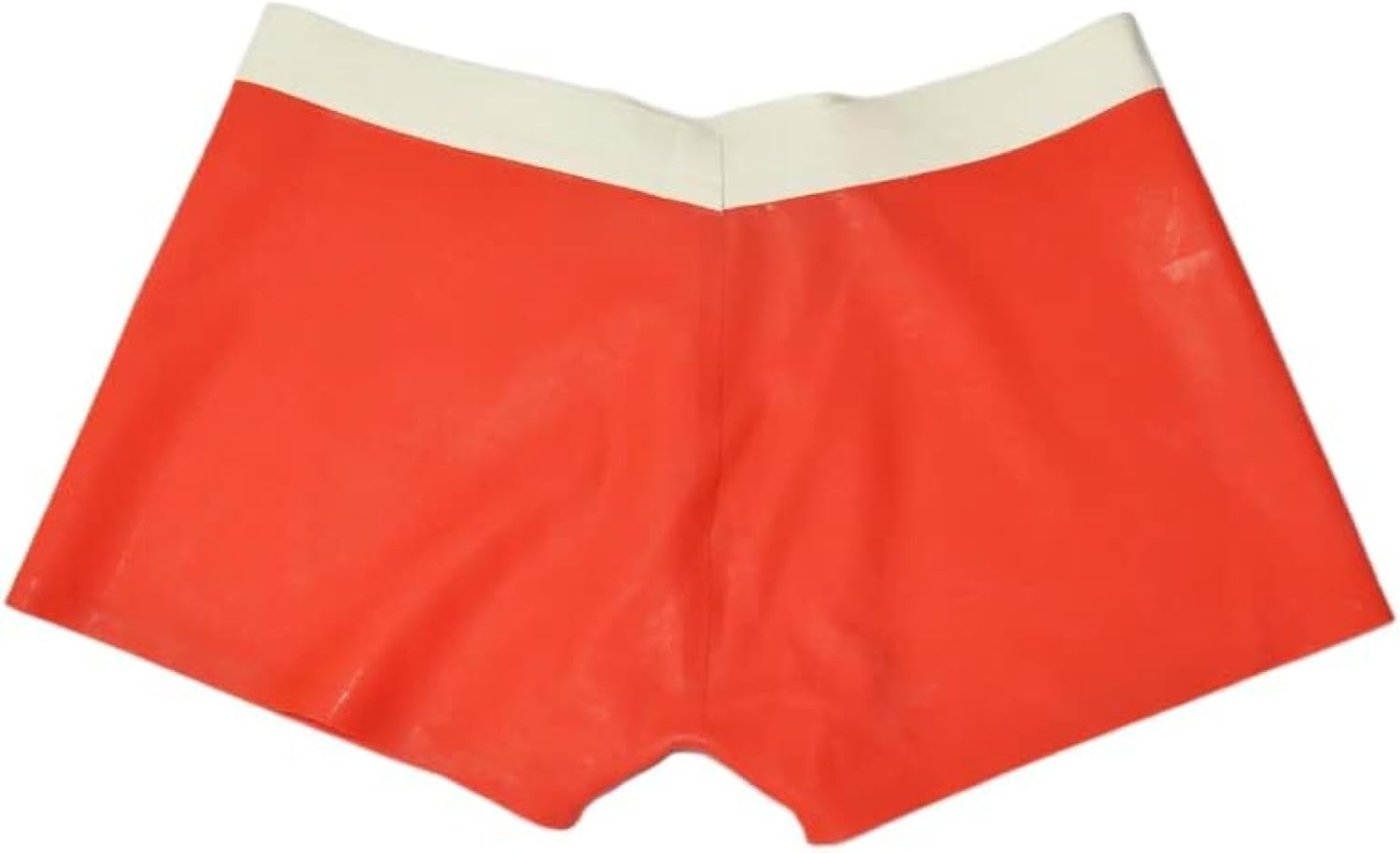 Handmade Red with White Trim Latex Shorts with Front Zipper Cod-Piece Pants for Men Underwear,Custom Color,3X-Large