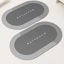 Kit 2 Tapetes Super Absorventes Antiderrapantes Secagem Rápida Para Banheiro Cozinha Lavanderia Soft Ultra Absorção Lavável Conforto e Segurança em Dobro (CINZA)