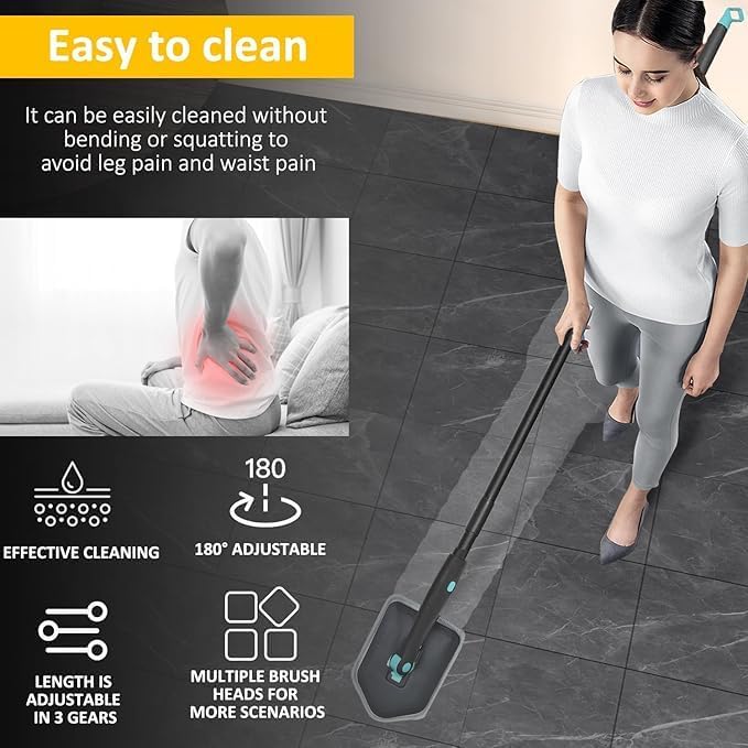 Image of Bathroom Floor Cleaning Brush with Long Handle, 3 in 1 Tub and Tile Scrubber Brush and Microfiber pad Combo Long Pole Detachable Heads for Kitchen, Toilet, Window Glass (Cleanning Brush (Scrubber))
