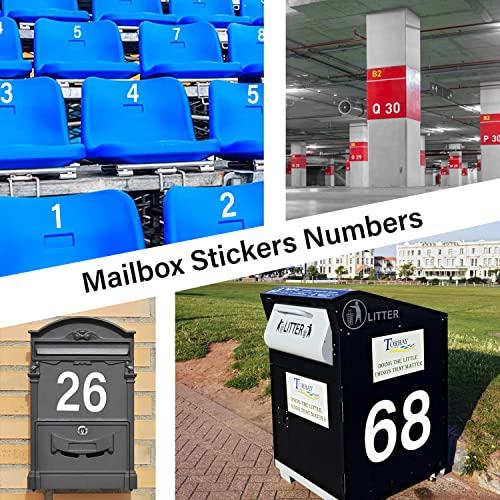 50 Pcs Mailbox Numbers For Outside, Mailbox Numbers Reflective, 3 Inch Vinyl Waterproof Number Self Adhesive Sticker For Signs, Door, Trucks, Home, Business, Address, House Numbers For Mailbox (0-9) (White) #TOP5