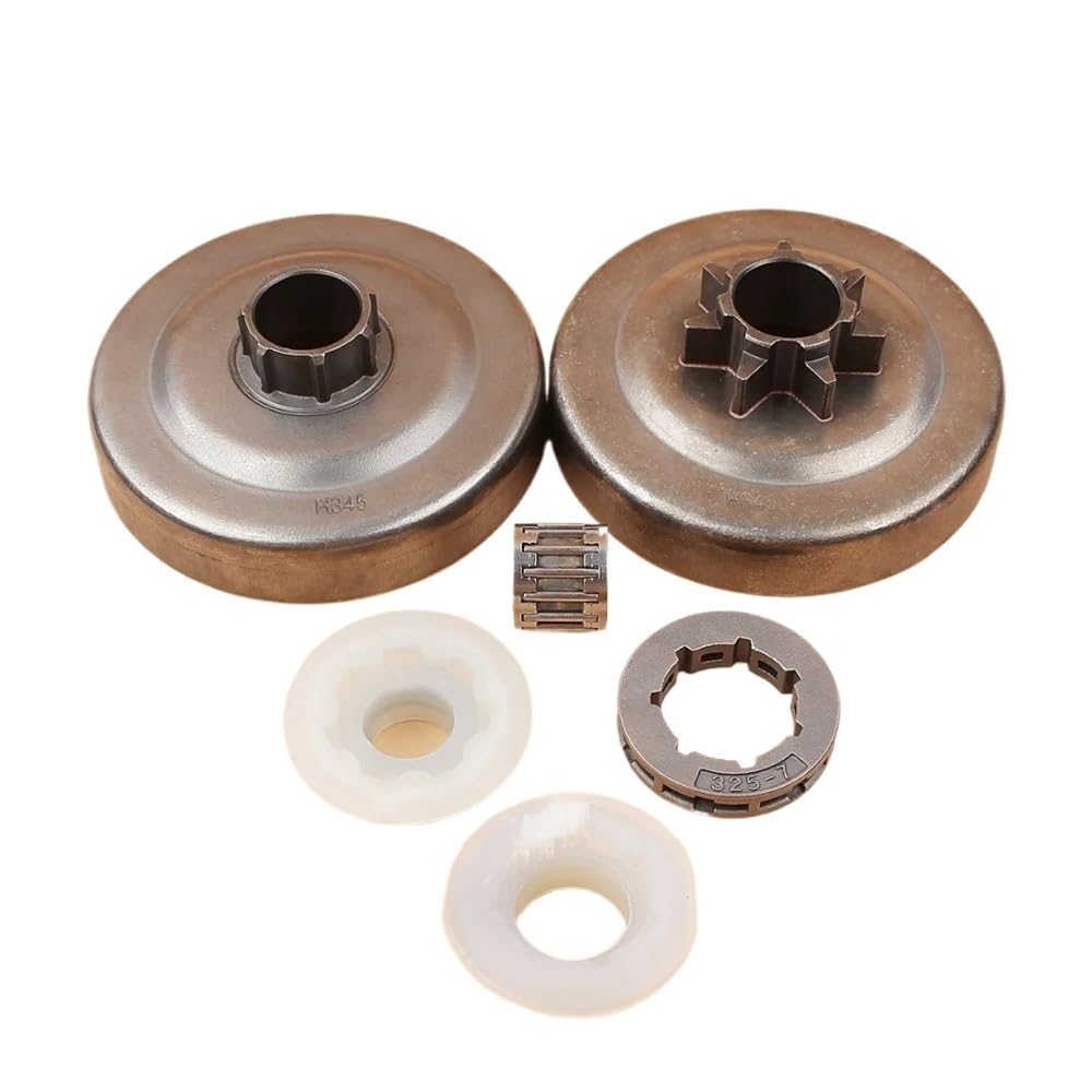 Pieza DE Recambio Kit de cojinete de Engranaje helicoidal con llanta de piñón de Embrague de 7 Dientes de 0,325 Pulgadas Fits con Piezas de Motosierra 340 345 346XP 350 351 353 445 450 E