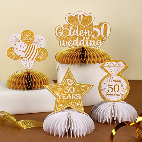 Fangleland 8Pcs Golden Wedding Anniversary Table Decorations - Image 3