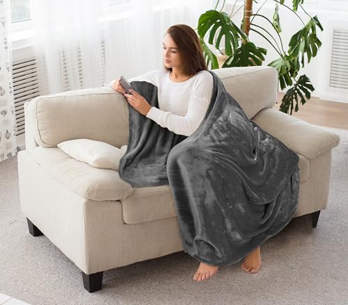 Utopia Bedding UB900 Fleece Blanket Throw Size Grey 300Gsm Luxury Blanket For Couch Sofa Bed Anti-Static Fuzzy Soft Blanket Microfiber thumb #4