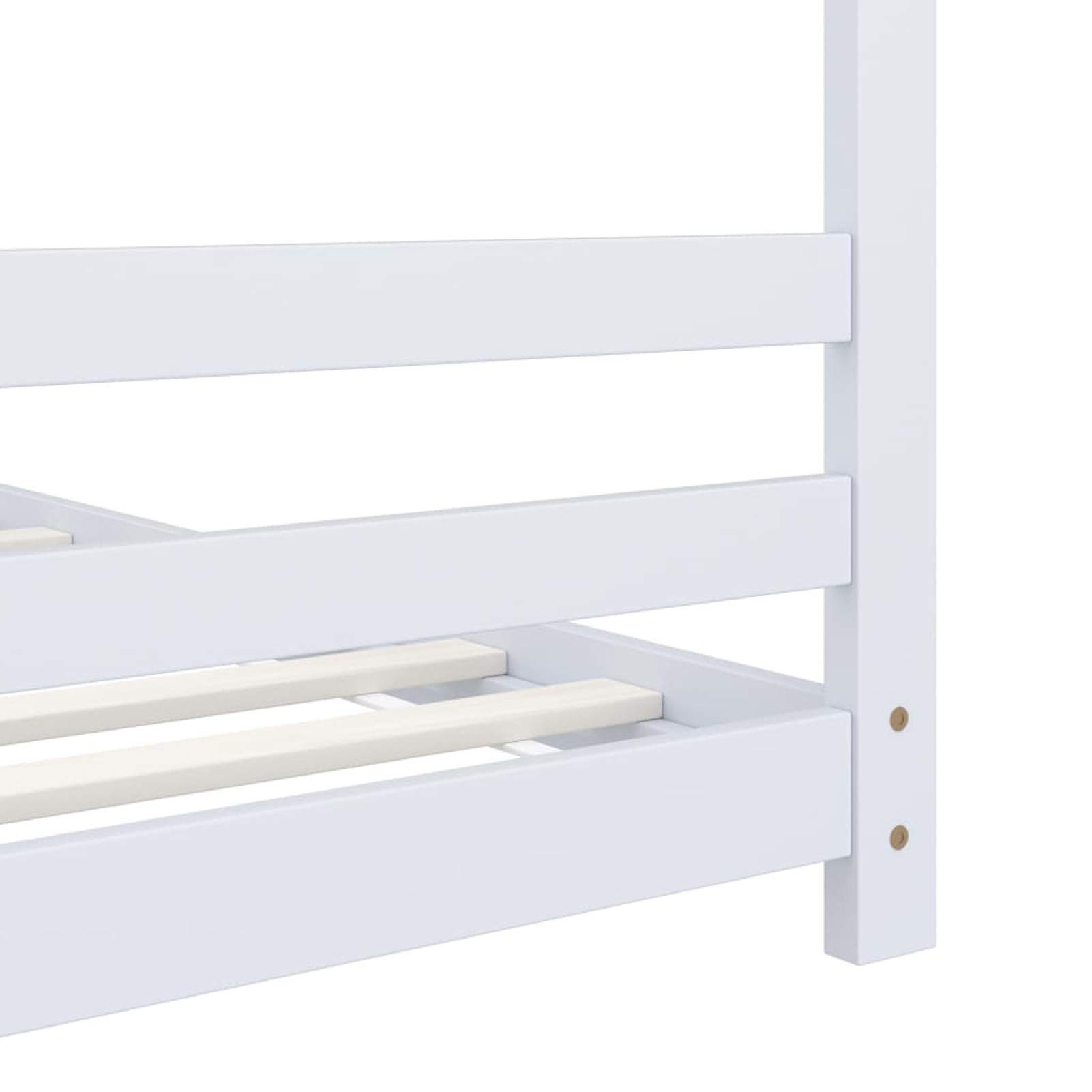 Rantry Kinder-Bettgestell Kinderbett Holzbett Bett Bettrahmen Bettgestell Bett mit Lattenrost Hausbett für Kinder Bett für Kinderzimmer Weiß Massivholz Kiefer 70x140 cm
