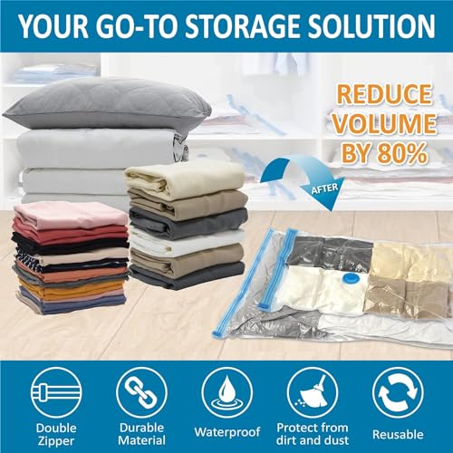 Image of Smart Saver Vacuum Bags, Compression Storage Bags for Clothes, Bedding, Pillows, Comforters, Blankets With Vacuum Pump (Pack of 5) (5)