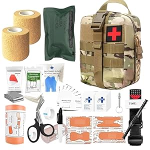 WDKXCN Erste Hilfe Set Outdoor, 49-Teilig Erste Hilfe Set Wandern, Far Out Survival Kit, IFAK GefüLlt Kit für Camping, Bergsteigen, Wandern, Jagd, Klettern (Camouflage)