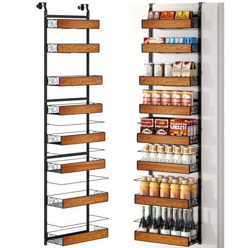 GUUKAR Over the Door Pantry Organizer, 8-Tier Metal Hanging Spice Rack with Adjustable Basket for Kitchen Storage - image 1