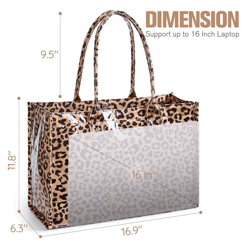 Image of KALIDI PVC Tote Bag Women's Kraft Paper Work Handbags Purses with Top Handle