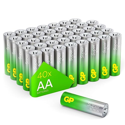 Pilas alcalinas AA GP de 40 unidades para mandos juguetes y dispositivos del hogar