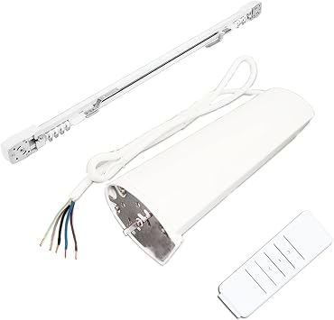 Smart Curtains System, Automatic Curtain Opener with Remote, Control by Alexa Google Home Connector APP WiFi Motorized Curtain Motor Track, Electric Curtain Opener for Bedroom 1m39.37inch, White