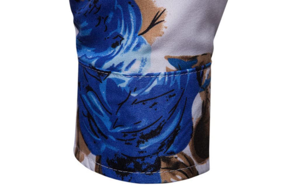 HGJH Herren Hemd Kurzarm, Herrenhemd Rote Rosen Zweige Blätter Print Hawaiihemd Kuba-Kragen Schwarz Langarm Button Down Weiches Strandhemd Henley-Shirt Für Männer Jungen