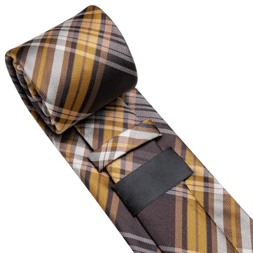 Image of Dubulle Silk Ties Set for Men Formal Paisley Striped Necktie Pocket Square Cufflinks 3PCS Sets Wedding Business Party