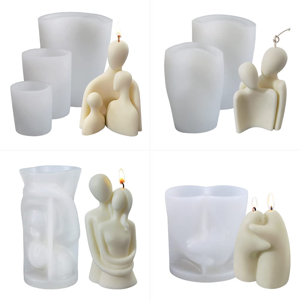 Portrait - Candela in resina epossidica Hug Family per aromaterapia, in silicone, a forma di candela