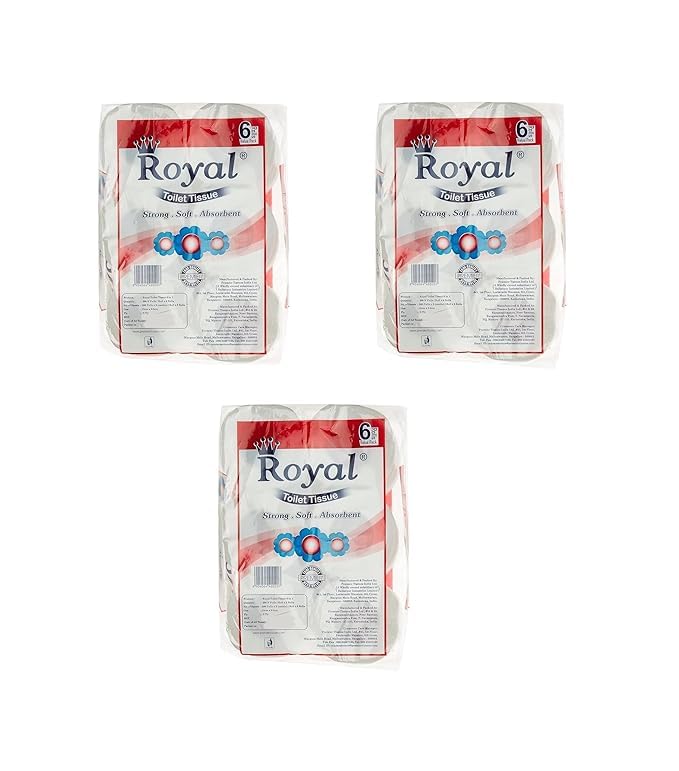 Royal Toilet Tissue Roll | Soft Tissue Paper | Personal hygiene and health (Pack of 3 x 6 rolls) 3600 Pllus (B0CV17YJX4) Amazon Price History, Amazon Price Tracker