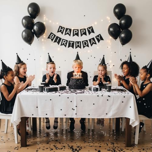 Image of Black Metallic Foil Confetti(0.59 inch) Round Dots Glitter Table Confetti for Party Wedding Decorations,2.11 OZ per pack