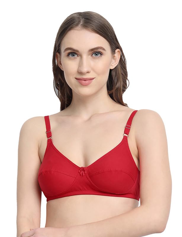 Image of VSTAR HANA Non-Wired Non-Padded Cotton Knitted Full Coverage Bra for Women with Double Layered Seamed Cups